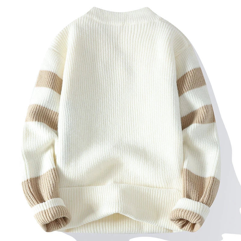Winter Fashion Sweater Men Patchwork Casual Knit Pullovers Mens Thick Warm Harajuku Loose Knitted Sweaters O-Neck Streetwear Man