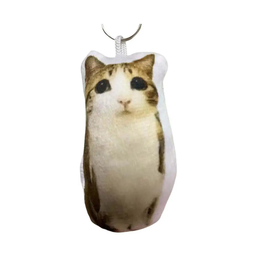 Cute Meowl Plush Keychain with Realistic Cat Sound Squeeze Voice Toy Funny Photo Realistic Cat Face Pendant for Bag Backpack