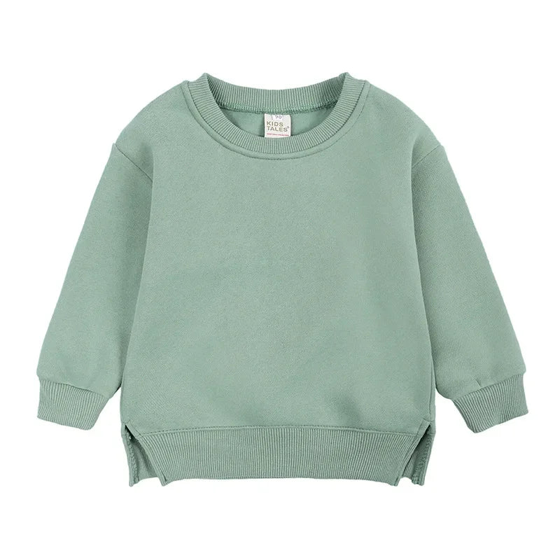 2026 Winter Spring Hoodies Pullovers Kids Boys Girls Clothes Korean Baby Thicken Fleece Sweatshirt Children's Clothing 6M-7T