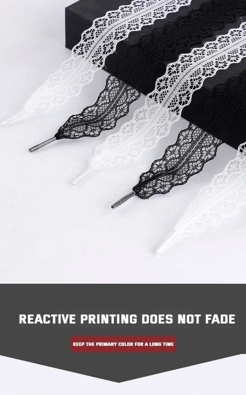 Lace Shoelaces for Women Casual Shoes 2.9CM Width Flat Shoelace for Sneakers Shoe Laces Accessorices Fancy Silk Shoelaces