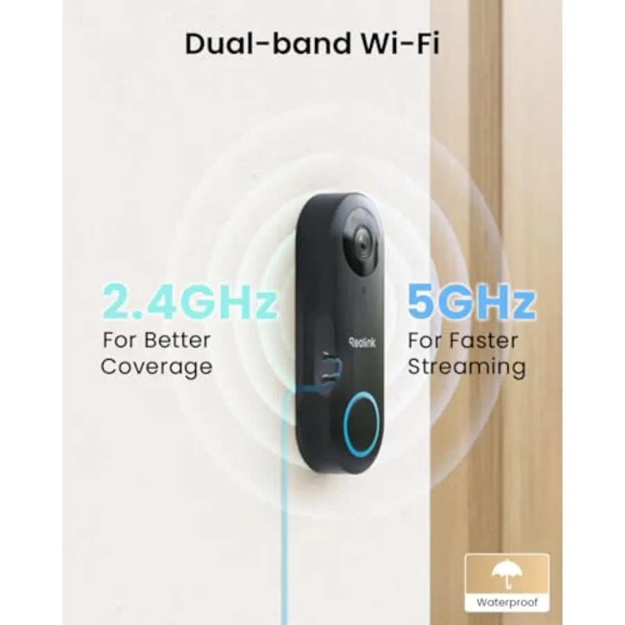 Home Hub for outdoor use with wired E1 Plus WiFi doorbell, white metal housing, 5MP camera, 24/7 offline recording via local st