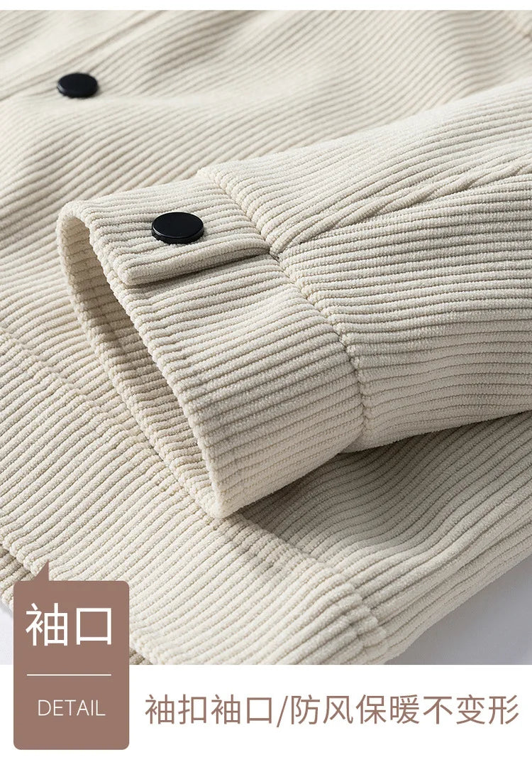Spring and Autumn Men's Corduroy Lapel Jacket 2025 Men's New American Retro Brand Loose and Handsome Multi-pocket Cargo Jacket