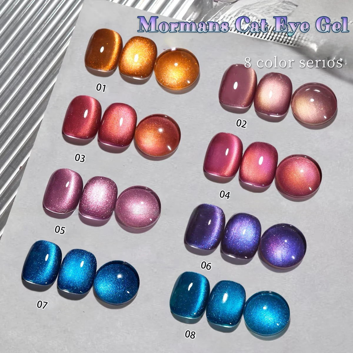 1-8pcs TC Autumn Popular Green Crystal Cat's Eye Molmans High Density Porcelain White Glass Beads Amber Gel Nail Polish Nail Art