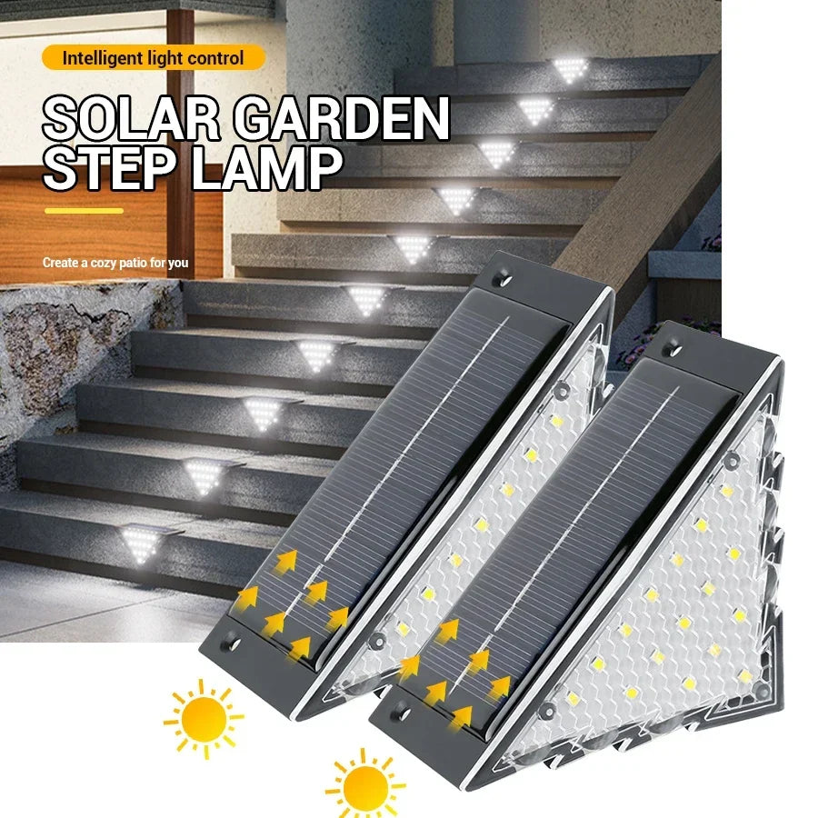 Solar Stair Lights Solar Step Light Outdoor Anti-theft Waterproof IP67 Decor for Garden Stair Deck Front Porch and Patio