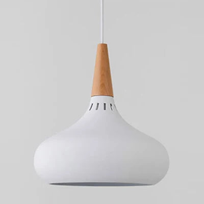 GEW Nordic Modern Funnel Pendant Light Wood Aluminum E27 Multi Color Hanging Lamp for Dining Kitchen Island Bedside