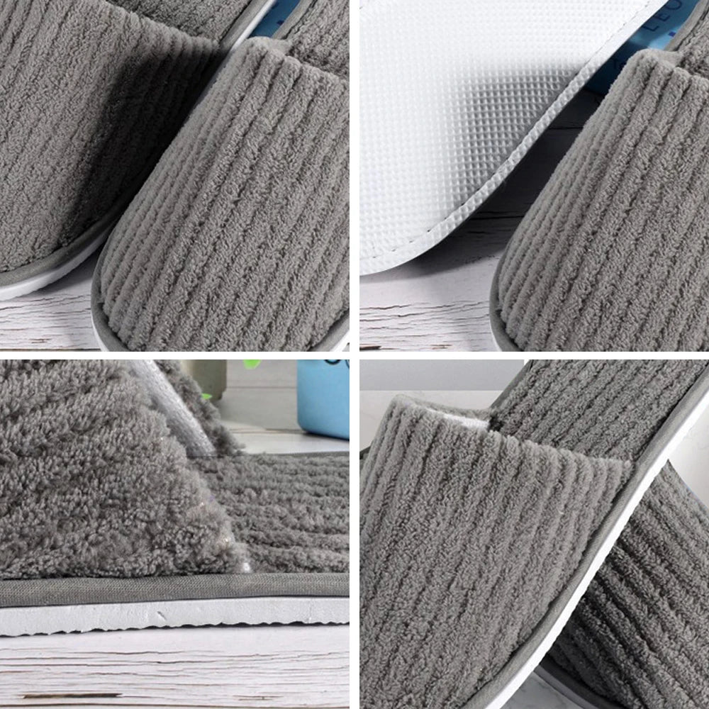 3Pairs Winter Slippers Men Women Hotel Disposable Slippers Thickened Anti-slip Guest Slippers Top Quality Bedroom House Slippers