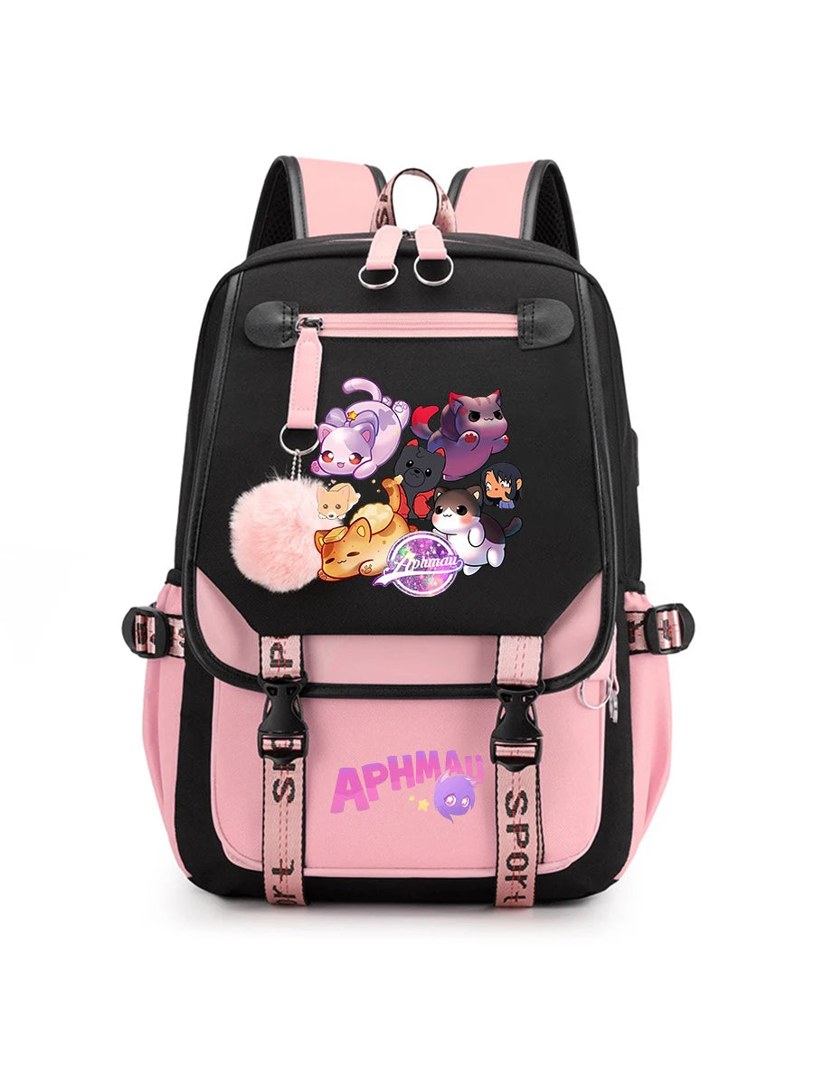 Aphmau Anime Backpack for Teenager Back To School Bookbags Fashion Trend Student Laptop Bagpack