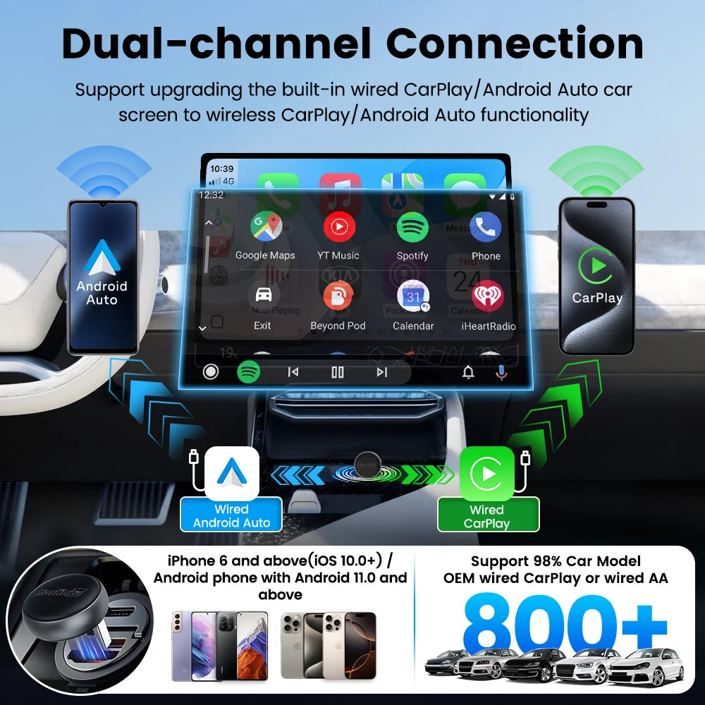 Mini Ultra 3 CarlinKit 5.0 Wireless Adapter Wireless CarPlay Android Auto For OEM Car Plug & Play WiFi Bluetooth Auto Connection