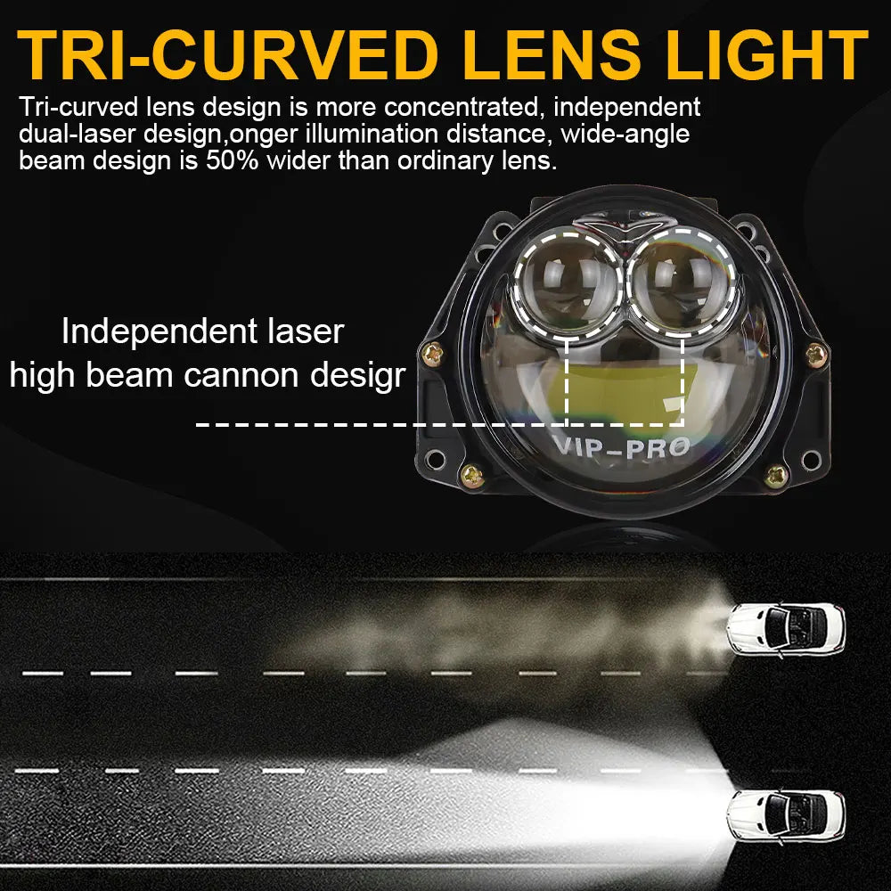 3Inch Bi LED Laser Projector Headlight Bulb H4 9005 9006 H7 Led Lens Light Car Lenticular Optics For Hella 3R Fan Canbus Lamp
