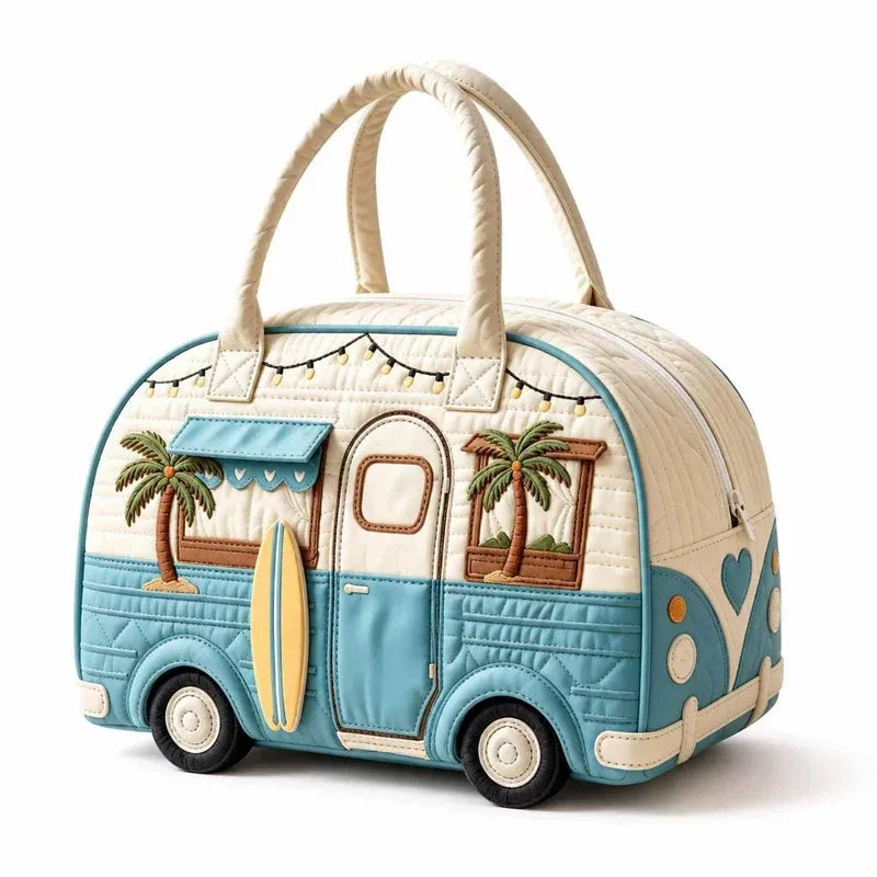 New 9 Styles Bus-Shaped Quilted Duffle Bag Large Capacity 3D Quilting Craft Travel Duffel Bag Tote Bags Short-distance Handbag