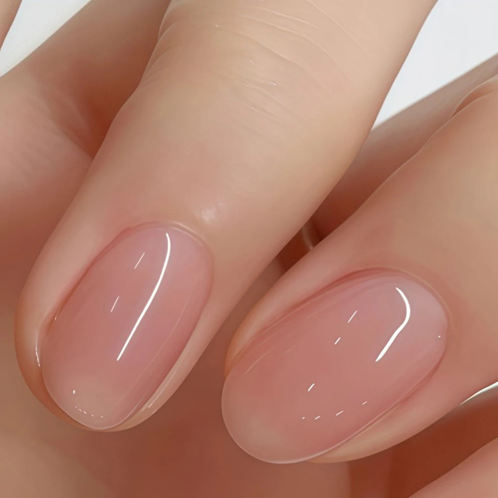 Nude Pink Strengthener: Keratin, Strengthens & Brightens, Quick-Dry, Sheer Jelly Crystal, Easy, Chip-Proof, Removable.