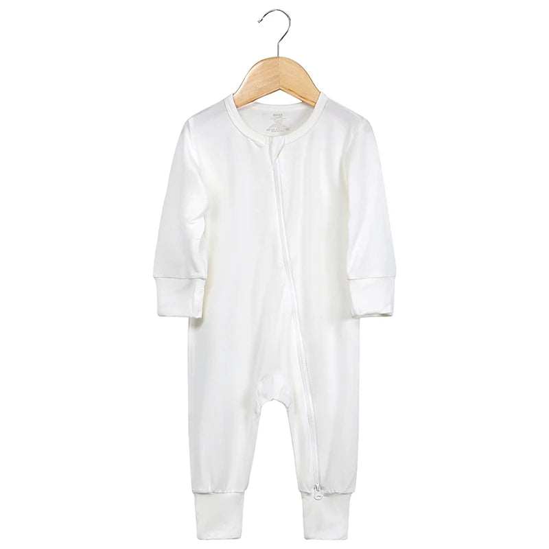 2026 Newborn Baby Bamboo Fiber Romper Solid Breathable Long Sleeve Clothes For 0-24M Boy Girl Jumpsuit Infant Loungewear Pyjamas