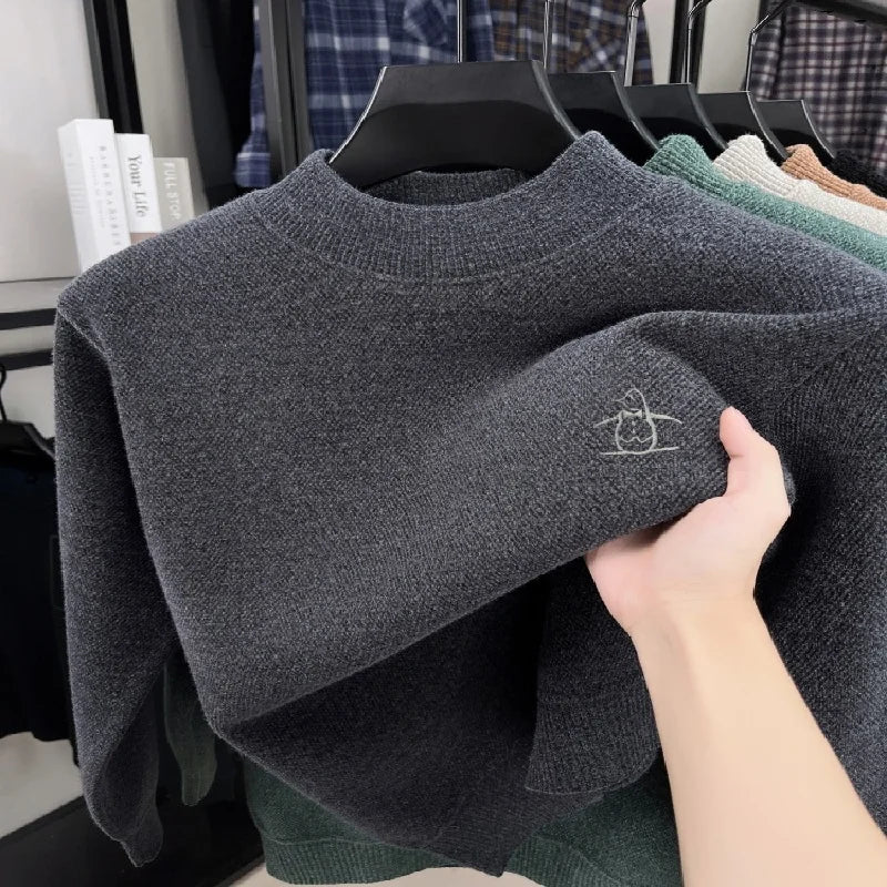 High Quality Hot Selling Autumn Winter Comfortable New Knitted Sweater Men's Personalized Brand Penguin Embroidery Warm Pullover
