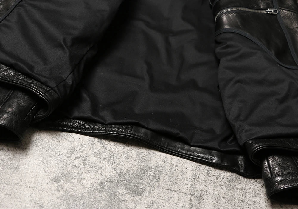 Black Winter Leather Jacket Men Sports Style Plus Size 5XL Genuine Natural Thick Cowhide Stand Collar Slim Fit Short Coat