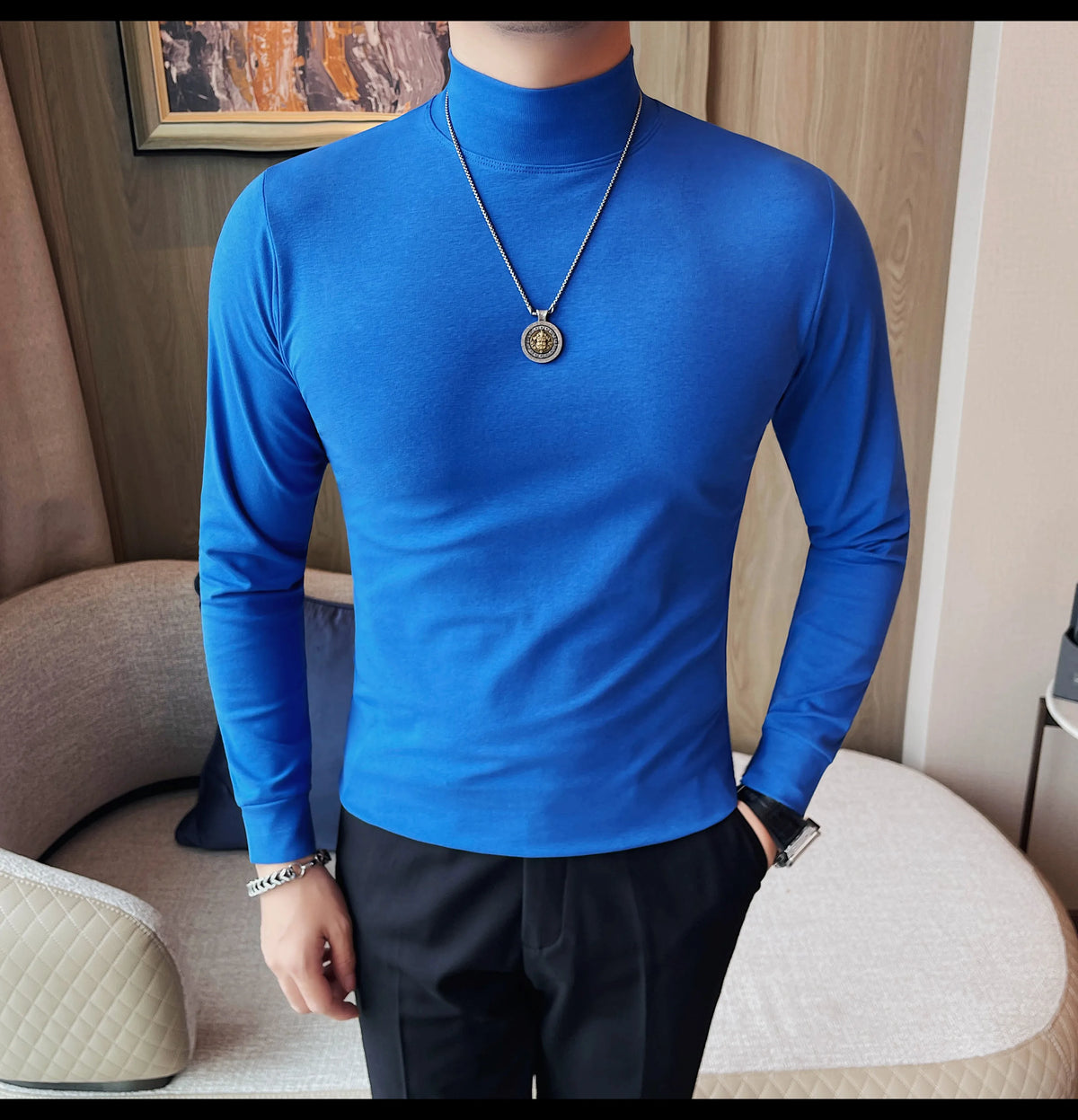 Men's T Shirts Autumn Winter New Turtleneck Long Sleeve T-Shirts For Men Clothing 2025 Slim Fit Casual Basic Tee Shirt Homme 5XL