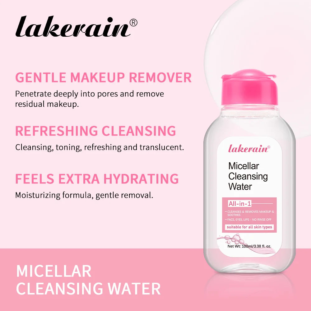 Micellar Cleansing Makeup Remover Mild Formula without Leaving Any Residue Micellar Technology Absorbs Impurities Extra Hydrating Efficient Makeup Remover
