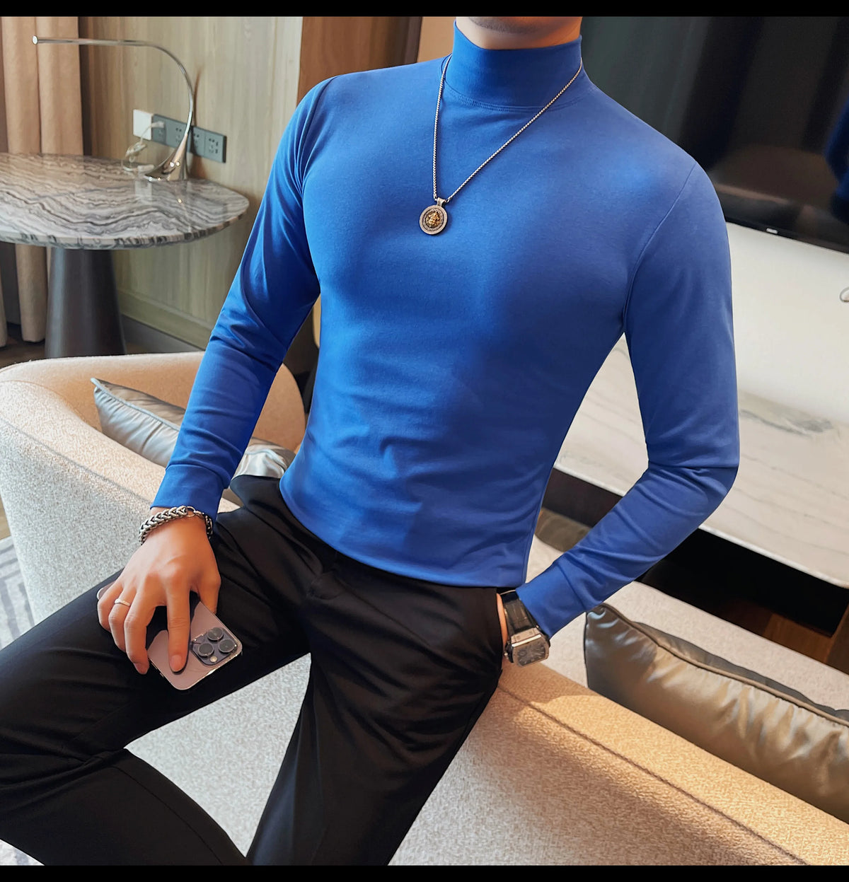 Men's T Shirts Autumn Winter New Turtleneck Long Sleeve T-Shirts For Men Clothing 2025 Slim Fit Casual Basic Tee Shirt Homme 5XL