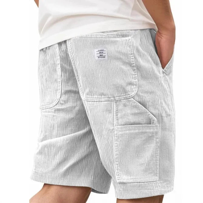 2026 European & American New Style Men's Corduroy Shorts, Multi-pocket Embroidered Logo Retro Cargo Casual Shorts
