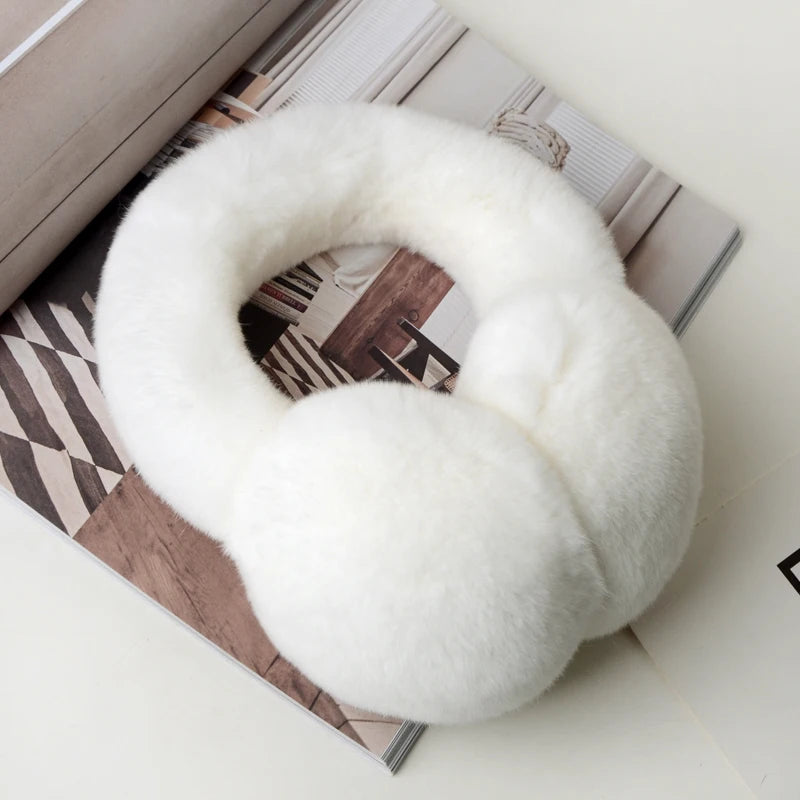 Natural 100% Rex Rabbit Fur Earmuffs Women Fashion Men Warm Russia Winter Real Fur Earmuffs Children Ear Cover fur Earlap Girl