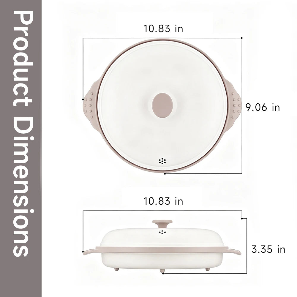 White Milk-Colored Microwave Frying Pan, a Microwave Cooking Utensil Used for Grilling, Heating and Cooking Various Dishes