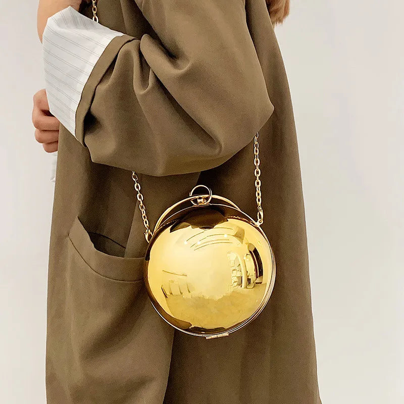 Luxury Women Round Ball Evening Bag 2024 Fashion Smooth Bright Surface Clutch Bag Ladies Crossbody Bag Party Chain Handbag Purse