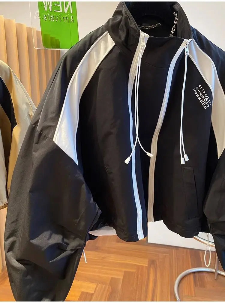 Spring Autumn Zipper Sweatshirt Men Bomber Jacket Cargo Coat Windbreaker Long Sleeve Outdoor Outerwear Black Men Clothing New