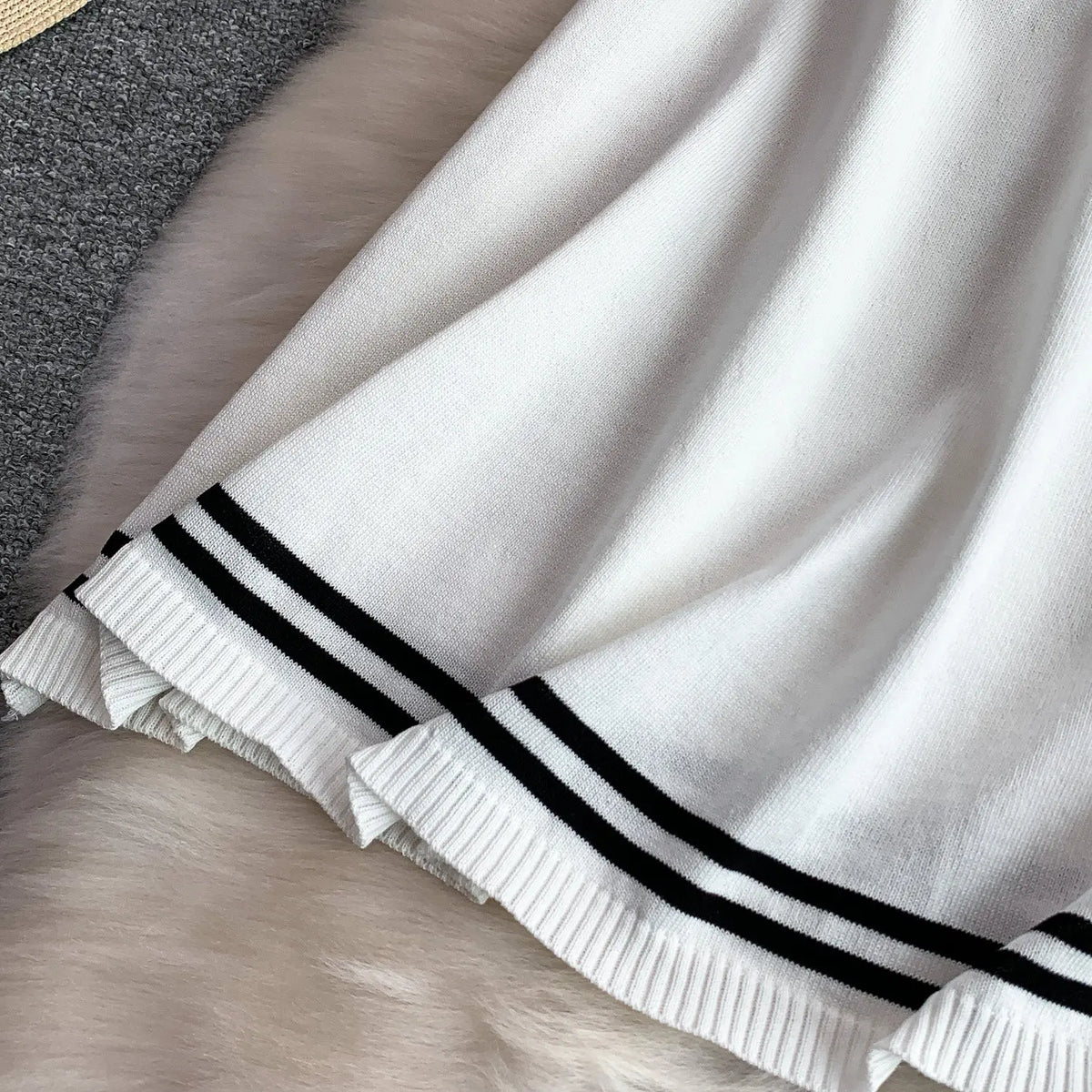 Summer Women Sweet Strechy Sundress Turndown Collar Short Sleeve Knitted Dress Lace Up Bow High Waist A-line Mini Dress
