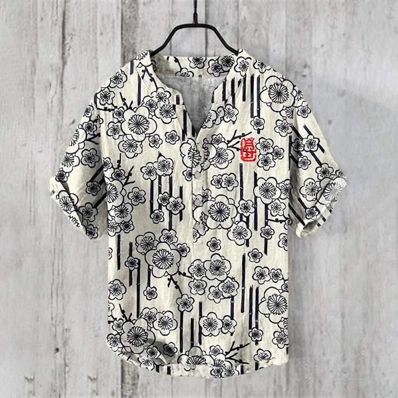 Men's Casual Fashion Hawaiian Retro Short Sleeved Shirt 2025 New Fashion Trend