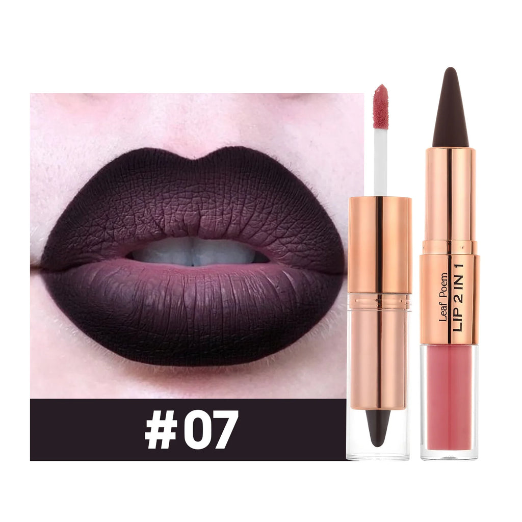 Tapered Gradient Lipliner Pen Black Brown Lip Gloss Matte Lip Liner Double Head Plumping Waterproof Lip Contour Non Stick Makeup