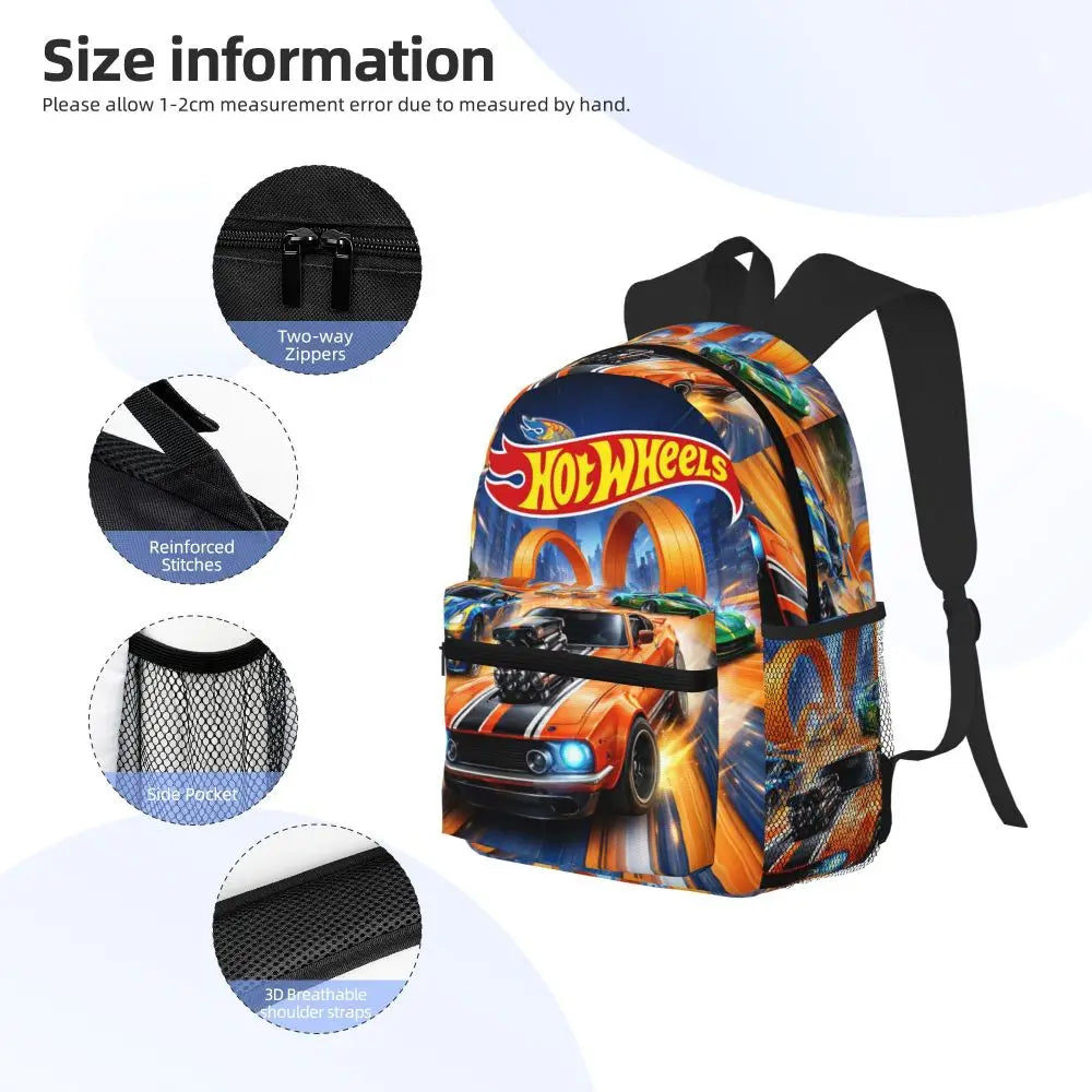 Hot Wheels Race Student Backpack School Bag Hiking Travel Daypack for Men Women Bookbag Shoulder Bags