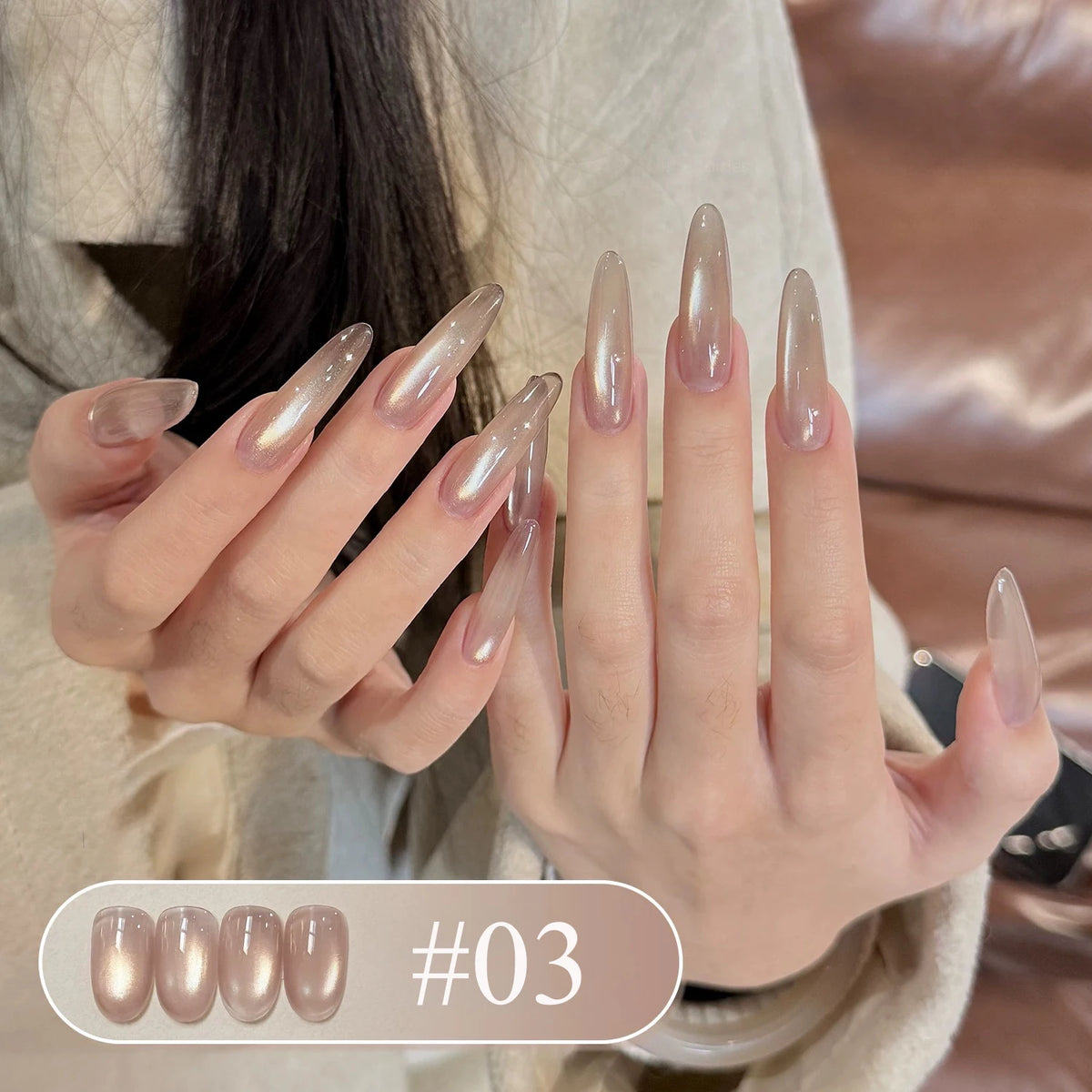 1-4pcs WS Autumn Winter Nails Pink Gold Cat's Eye Gel Nail Polish Glue Super Flash Golden Pink Porcelain White Glass Beads Gel