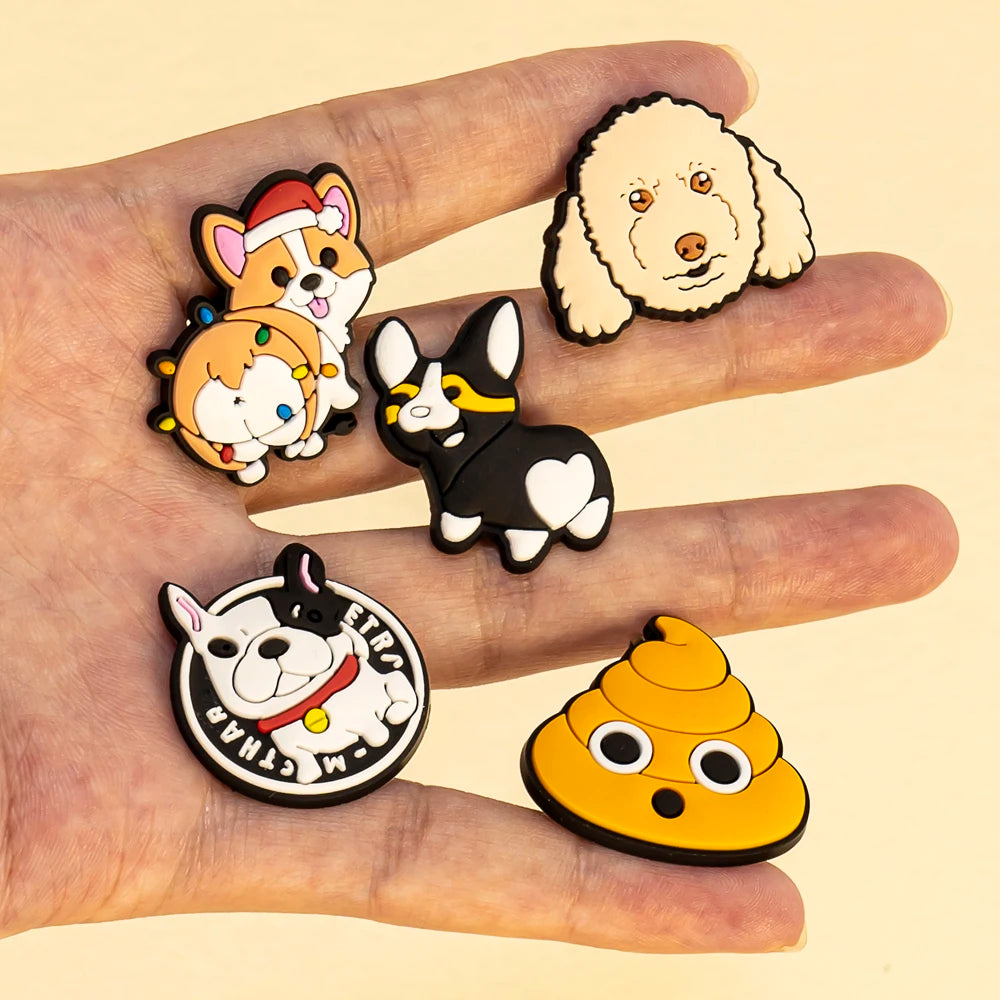 1pcs PVC Dog Shoe Charms Corgi Bulldog Puppy Husky Shoe Decoration Pins for Women Men Kids Sandal Accessories Buckle Ornament