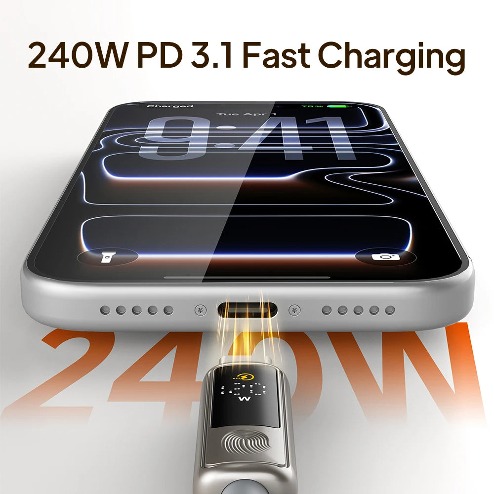 CABLETIME 240W USB C Cable Fast Charging Cable Data Sync Type C Display Cable for iPhone Duo iphone 18/17 Huawei MacBook Laptop