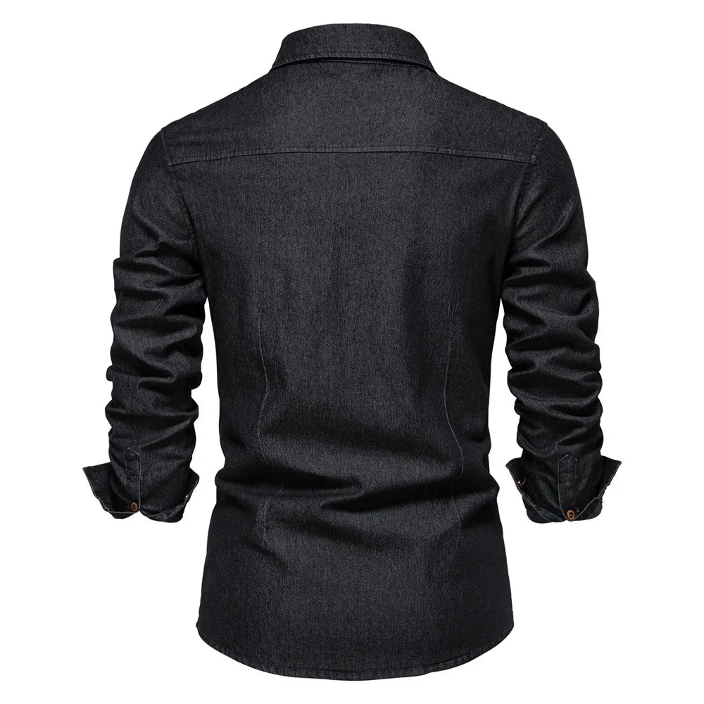 2023 Spring Autumn Y2K Fashion All Match Harajuku Denim Shirt Men Solid Cotton Male Clothes Loose Casual Sport Ropa Hombre Blusa