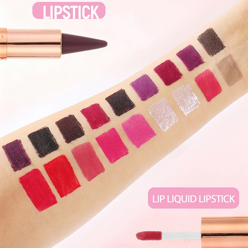 Tapered Gradient Lipliner Pen Black Brown Lip Gloss Matte Lip Liner Double Head Plumping Waterproof Lip Contour Non Stick Makeup