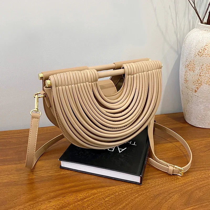 Luxury Evening Clutch Purses For Women 2026 Golden Noodle Half Moon Crossbody Bag Wedding Dinner Party Luxury Designer Handbags
