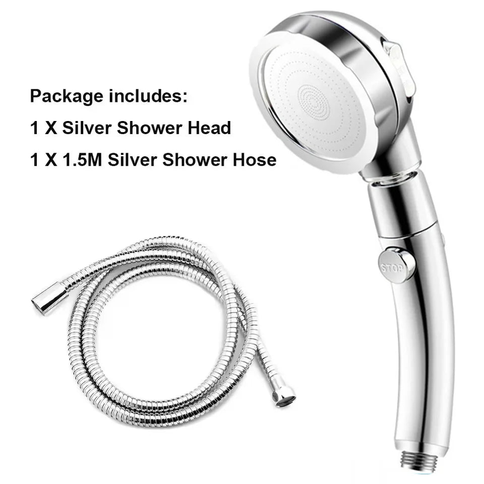 High Pressure Shower Head Set With Hose and Holder Silver 3 Modes Large Flow Rainfall Handheld Shower Faucet Bathroom Accessoies