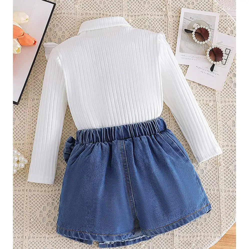 Baby Girl 4-7 Yrs Clothing Set Fashion Long Sleeve Tops+Skirt Wedding Party Children Girls Outfits 2025 New Style Costume Sets