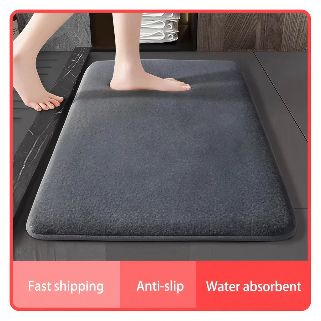 VIKAMA Super absorbent floor mat, super absorbent bath mat, super anti slip coral velvet bathroom floor mat, door mat