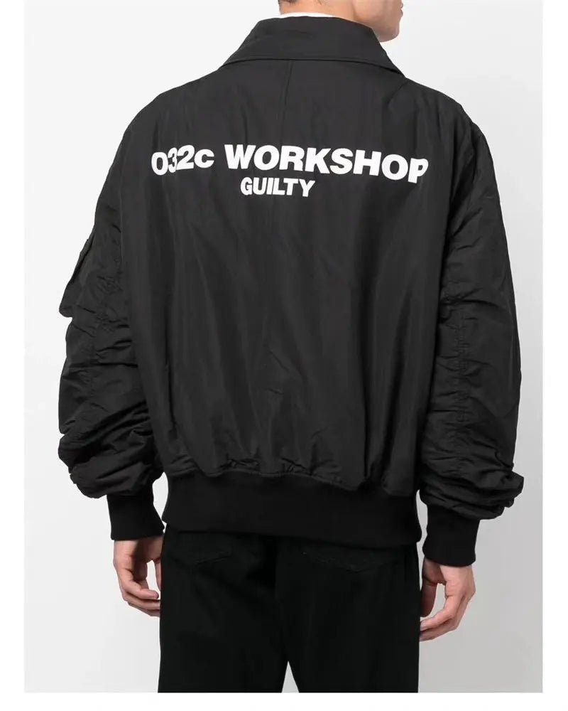 Black Multi-Pocket Bomber Jacket – Short Relaxed Fit