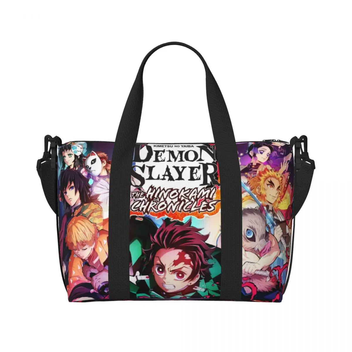 Custom Demons Slayers Anime Manga Beach Tote Bag for Women Tanjiro Kamado Nezuko Big Compartment Gym Beach Travel Bags