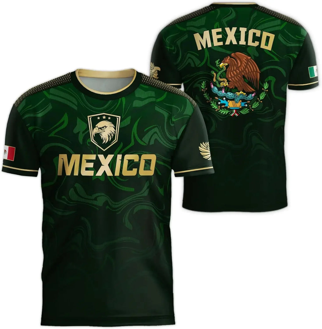 MEXICO Flag 3D Print Sports Quick-dry Breathable Men T-shirt Outdoor Football Jersey Team Fan Parent-child Short Sleeve Clothing