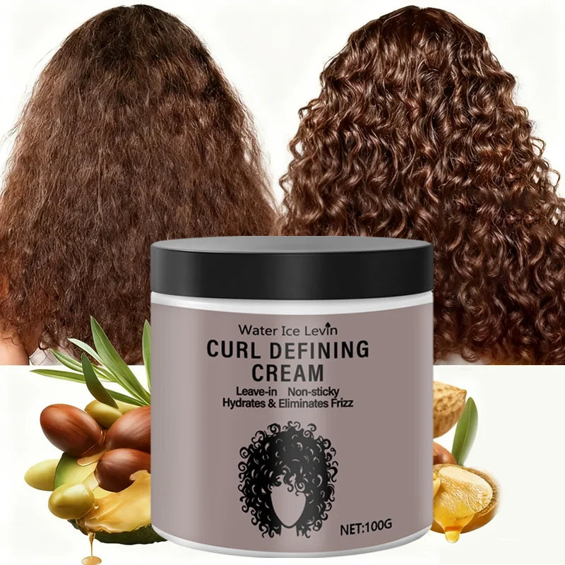 Curl Defining Cream 100g, Leave-in Styling Cream with Coconut Oil, Frizz Control & Shine, Non-Sticky Formula, Fast Delivery