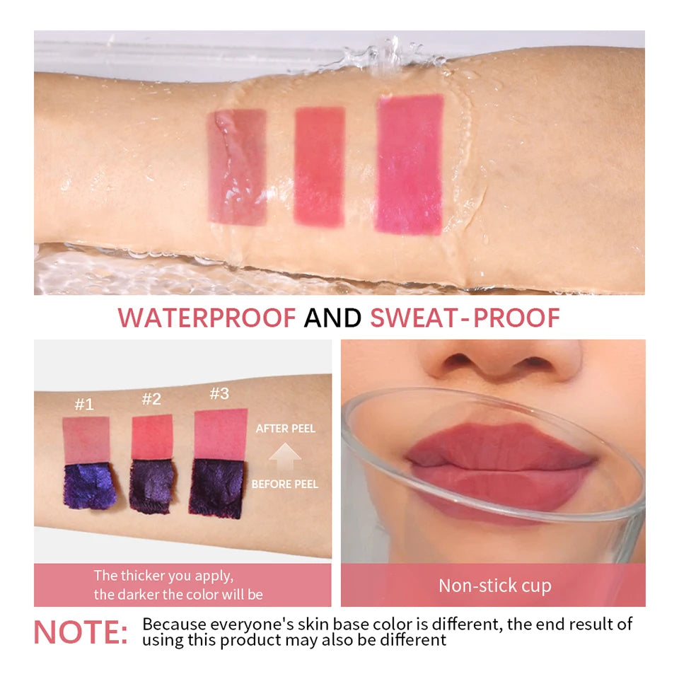 Lakerain Peel-off Lip Gloss Matte Natural Mist Lip Tinted Waterproof Long Lasting Lipstick Makeup Tear Contour Stain Cosmetics