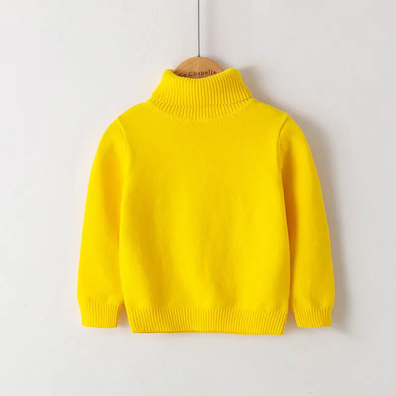 New Autumn Winter Children's Cotton Sweater Full Sleeve Turtleneck Knitwear Baby Boys Girls Clothing Warm Soft Jumper Pullovers