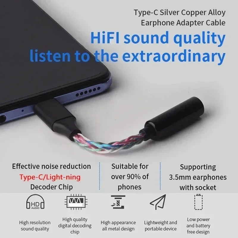 Y01 Type-C Lightning to 3.5/4.4mm HIFI Earphone Amplifie Digital Decoder Cable OTG DAC Chip CX31993 CX31988 C100 Adapter