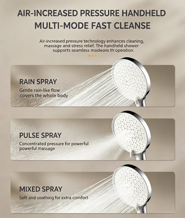 Household Silver Bathroom Shower Set MultiFunction Gray Rainfall Showers Hot and Cold Water Bathtub Shower Faucet Set Hotel