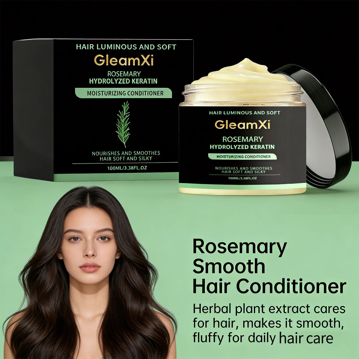 Rosemary Hair Conditioner Smooth Hair Improve Dryness Repair Damaged Frizzy Hair Reduce Hair Splitting Strengthen Hair Care