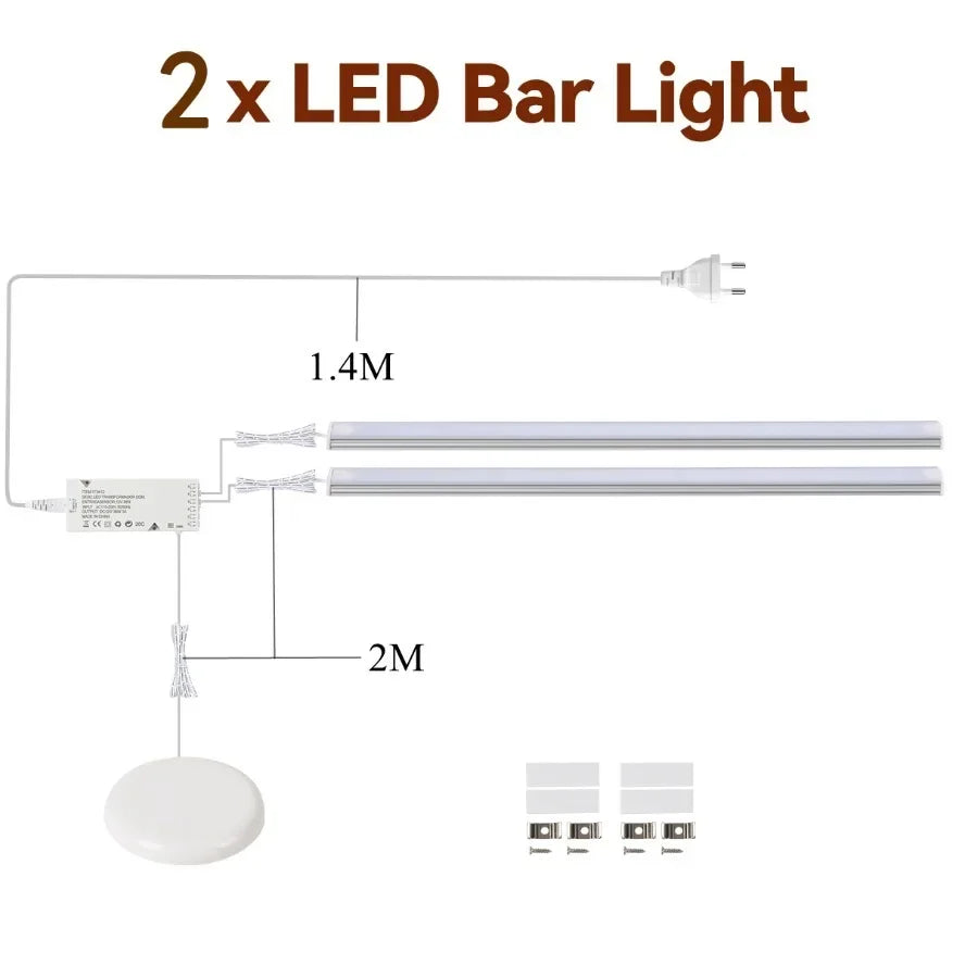 1-6Pcs LED Light Bar Sync Cabinet Light System Touch Control Dimmable Under Cabinet Lamp for Kitchen Wardrobe Closet Showcase