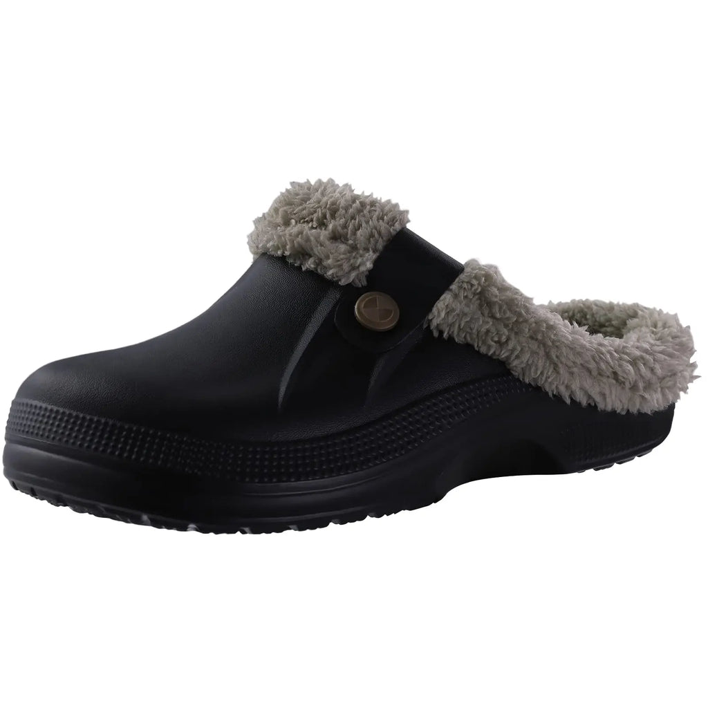 Evshine Warm Winter Man Slippers Antislip Waterproof Men Slippers Warm Comfy Clogs Fuzzy Fur Shoes Classic Plush Bedroom Slipper
